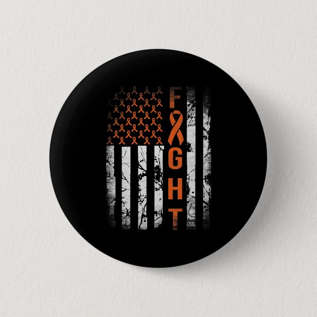 Leukemia Ribbon Fight American Flag Leukemia Aware Button (Vorderseite)