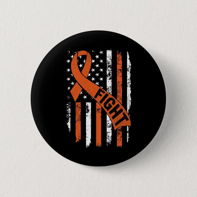 Leukemia Ribbon Fight American Flag Leukemia Aware Button (Vorderseite)