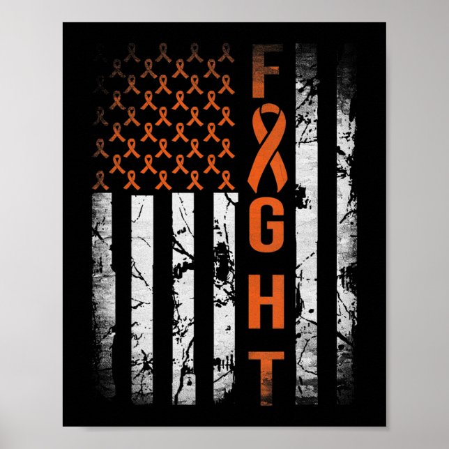 Leukemia Ribbon Fight American Flag Leukemia Aware Poster (Vorne)