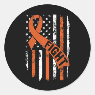 Leukemia Ribbon Fight American Flag Leukemia Aware Runder Aufkleber