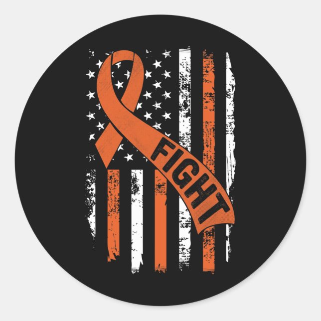 Leukemia Ribbon Fight American Flag Leukemia Aware Runder Aufkleber (Vorderseite)