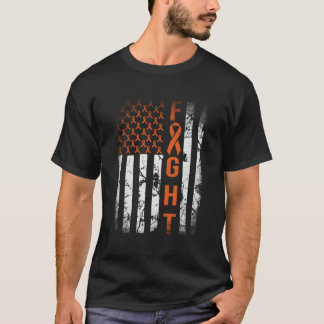 Leukemia Ribbon Fight American Flag Leukemia Aware T-Shirt