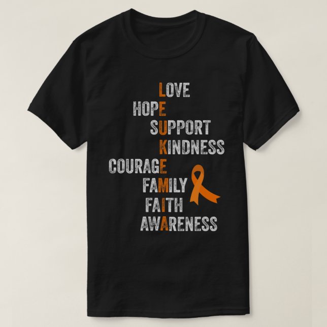 Leukemia Survivor Orange Ribbon Schild Retro Vinta T-Shirt (Design vorne)