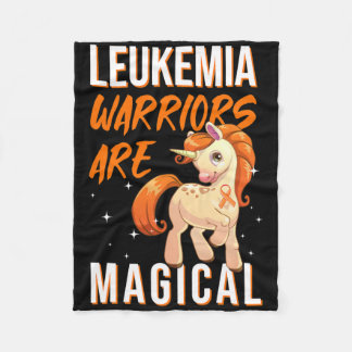 Leukemia Warrior Magical Unicorn Orange Ribbon Hem Fleecedecke