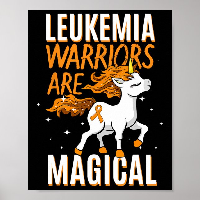 Leukemia Warrior Magical Unicorn Orange Ribbon Hem Poster (Vorne)