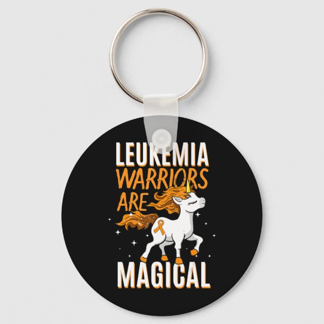 Leukemia Warrior Magical Unicorn Orange Ribbon Hem Schlüsselanhänger (Vorderseite)
