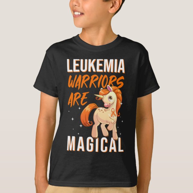 Leukemia Warrior Magical Unicorn Orange Ribbon Hem T-Shirt (Vorderseite)