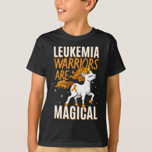 Leukemia Warrior Magical Unicorn Orange Ribbon Hem T-Shirt
