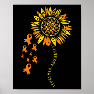 Leukemia Warrior Orange Ribbon Blume Leukemia Awa Poster