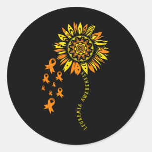 Leukemia Warrior Orange Ribbon Blume Leukemia Awa Runder Aufkleber