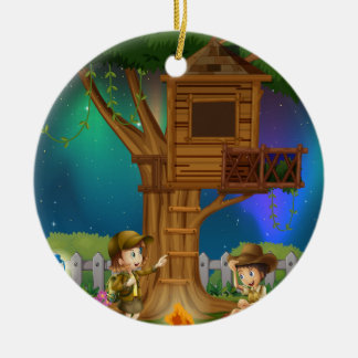 Leute-Camping heraus im Park Keramik Ornament