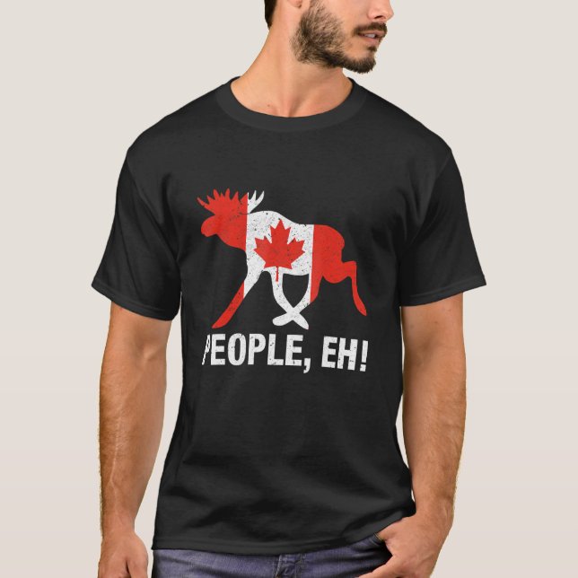 Leute, eh! Funny Canadian Moose Maple Leaf Kanada T-Shirt (Vorderseite)