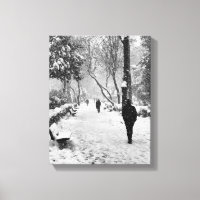 Leute im Park im schneebedeckten Wintertag