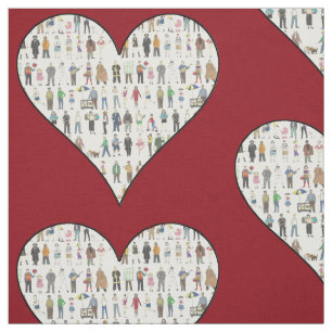 Leute von New York City Red Heart Boroughs Stoff