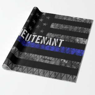 Leutenant Thin Blue Line Distressive Flag Geschenkpapier