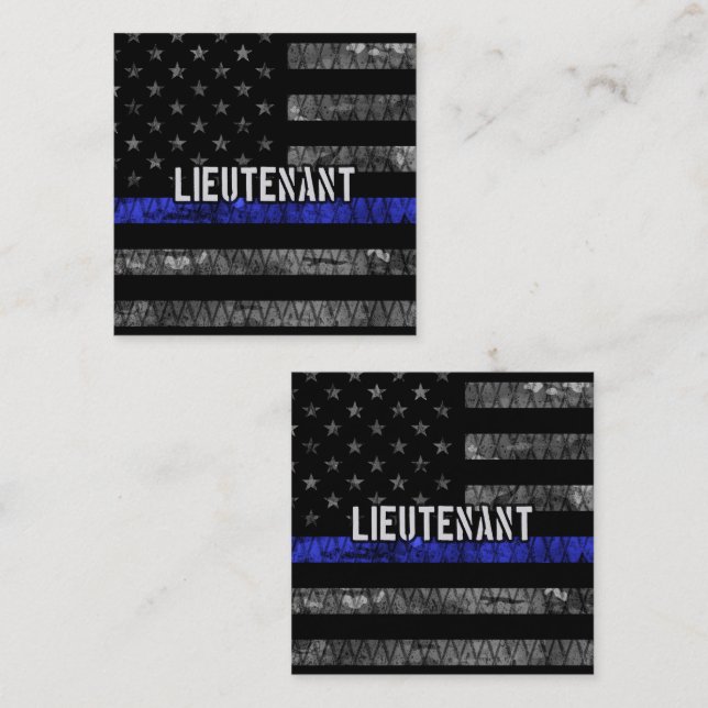 Leutenant Thin Blue Line Distressive Flag Rabattkarte (Vorne/Hinten)
