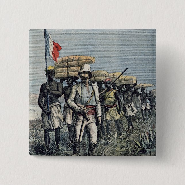 Leutnant Mizon auf seiner Dienstreise 1892 Button (Vorderseite)