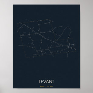 Levant Maine-Straßenkarte Poster (Nacht) – Gegr. 1