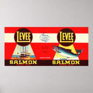 Levee Brand Lachs Label- Seattle, WA Poster