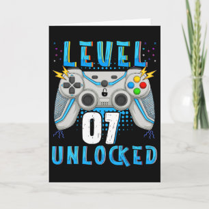 Level 07 Unlock Video Game 7. Geburtstag Gamer Bi Karte