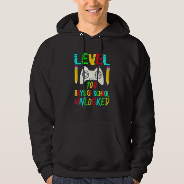 Level 100 Day Of School Unlocked Gaming Gamer Cute Hoodie (Vorderseite)