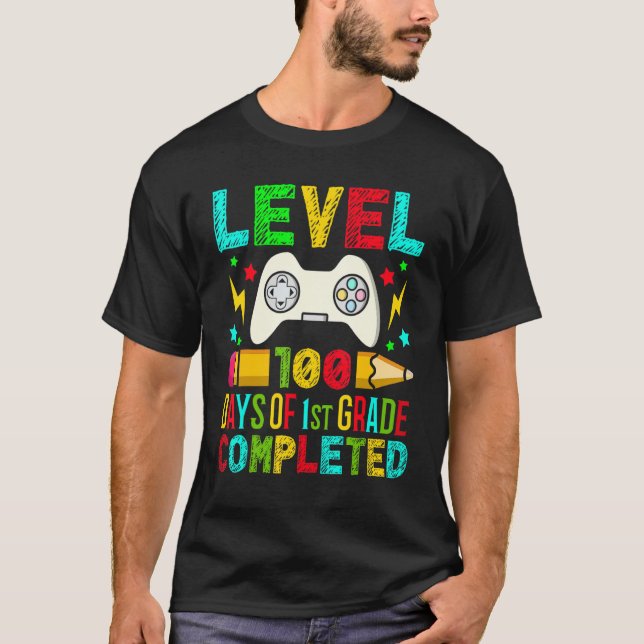 Level 100 Days Of 1st Grade Completed Primary Scho T-Shirt (Vorderseite)
