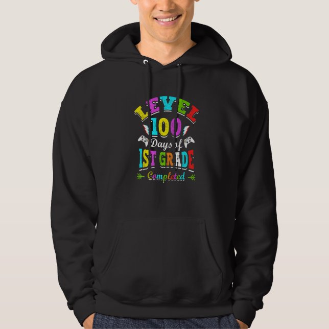Level 100 Days Of 1st Grade Primary School Game Co Hoodie (Vorderseite)