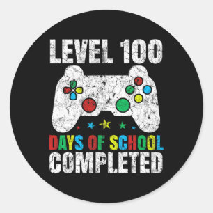 Level 100 Days of School abgeschlossen Video Gamer Runder Aufkleber