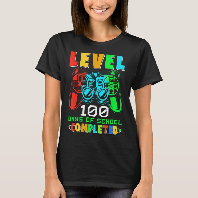 Level 100 Days of School beendete Spiel über Jungs T-Shirt (Vorderseite)