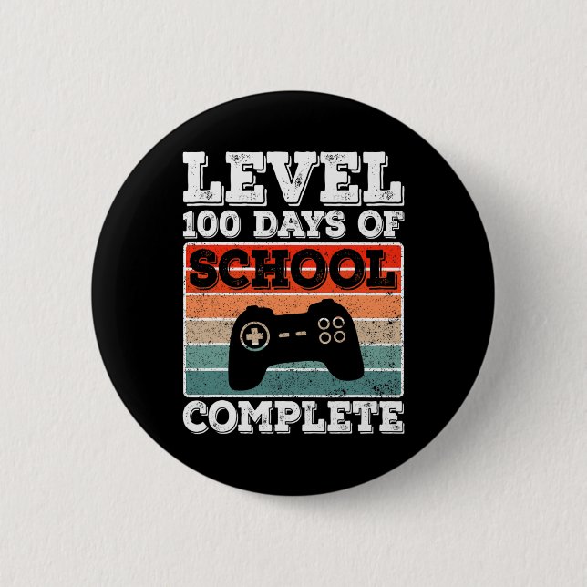 Level 100 Days of School Complete Gamer Boys Video Button (Vorderseite)