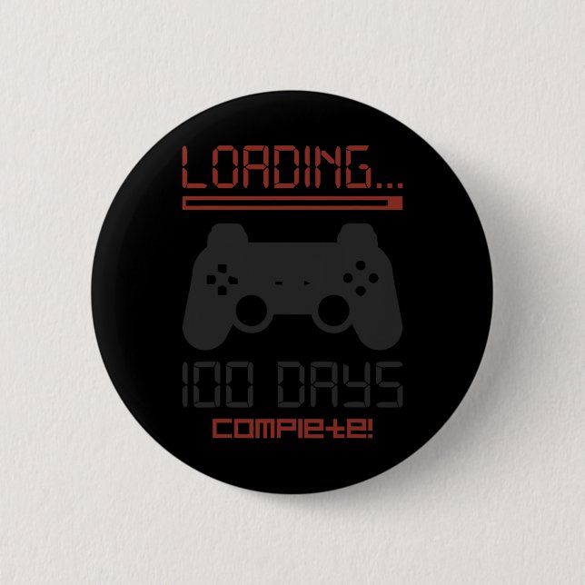 Level 100 Days of School Complete Gamer Video Game Button (Vorderseite)