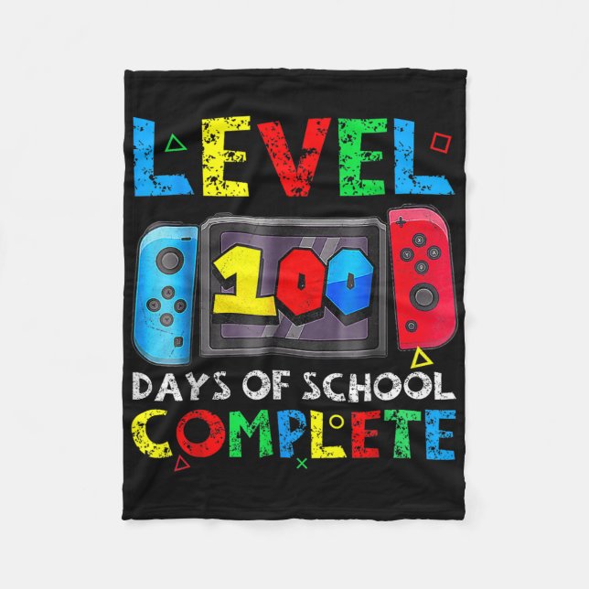 Level 100 Days of School Complete Gamer Video Game Fleecedecke (Vorderseite)