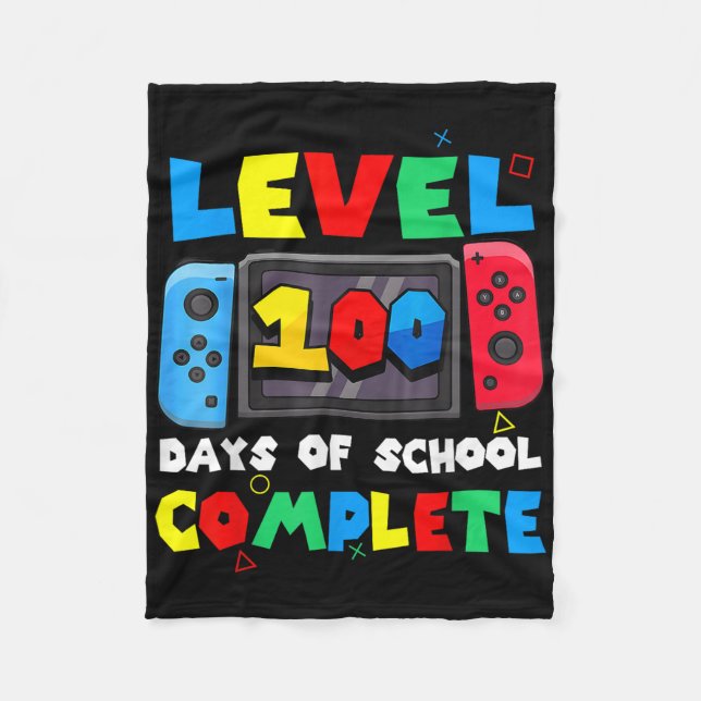 Level 100 Days of School Complete Gamer Video Game Fleecedecke (Vorderseite)