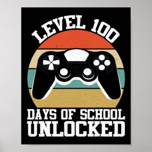 Level 100 Days of School Complete Gamer Video Game Poster