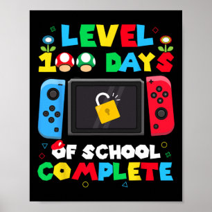 Level 100 Days of School Complete Gamer Video Game Poster