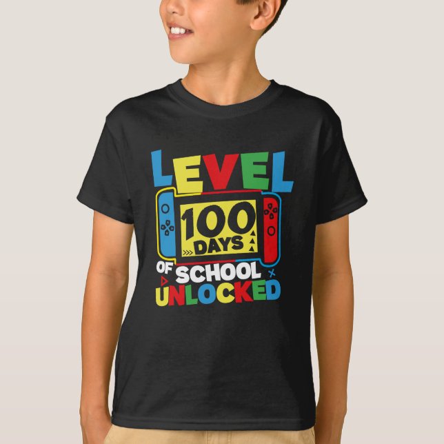 Level 100 Days of School Complete Gamer Video Game T-Shirt (Vorderseite)