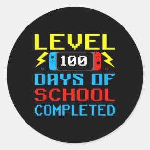 Level 100 Days of School Gamer Kids Teacher Runder Aufkleber