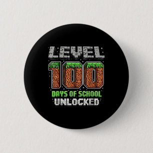 Level 100 Days of School Uncked Pixel Video Game Button