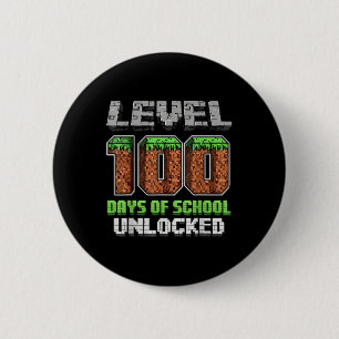 Level 100 Days of School Uncked Pixel Video Game Button