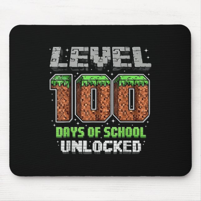 Level 100 Days of School Uncked Pixel Video Game Mousepad (Vorne)