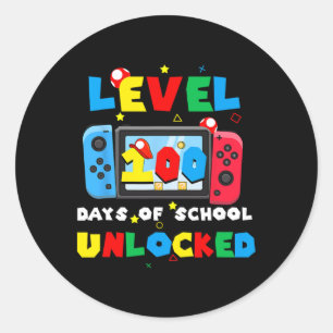 Level 100 Days of School Uncked Video Games Boys Runder Aufkleber