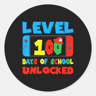 Level 100 Days of School Uncked Video Games Boys Runder Aufkleber