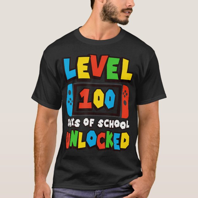 Level 100 Days of School Uncked Video Games Boys T-Shirt (Vorderseite)