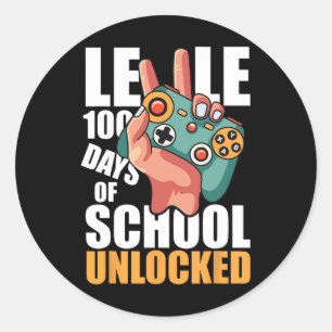 Level 100 Days of School Unlock Funny Video Game Runder Aufkleber