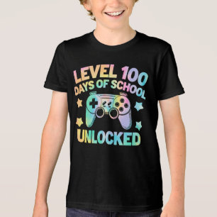 Level 100 Days of School Unlock Gamer Boy Tri-Blend Shirt