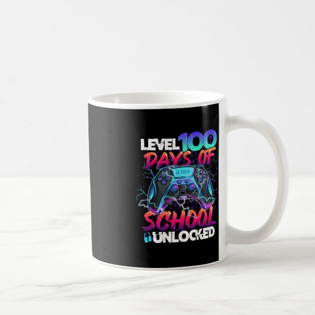 Level 100 Days of School Unlock Gamer Kids Video Kaffeetasse (Rechts)