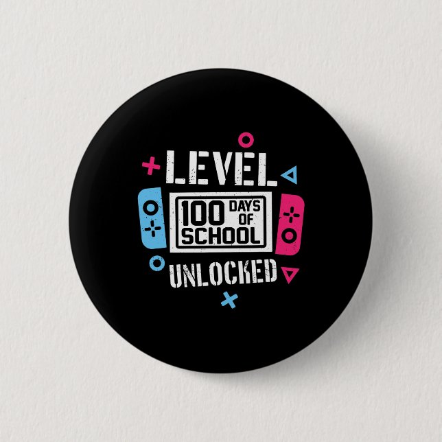 Level 100 Days of School Unlock Gamer Video Game Button (Vorderseite)
