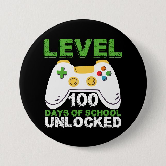 Level 100 Days of School Unlock Gamer Video Game Button (Vorderseite)