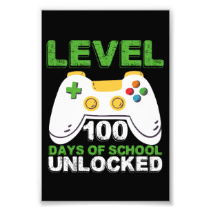 Level 100 Days of School Unlock Gamer Video Game Fotodruck
