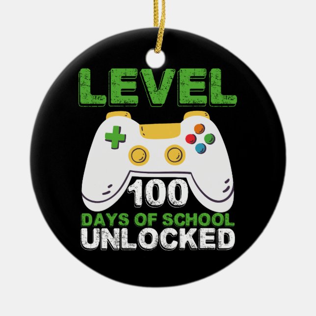 Level 100 Days of School Unlock Gamer Video Game Keramik Ornament (Vorne)